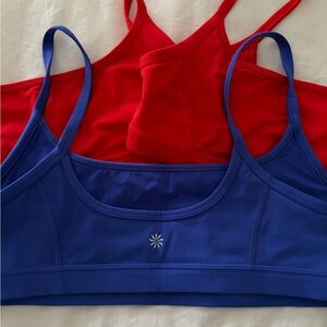 3 New Athleta Square Neck Bras sz L - Borealis and Cardinal